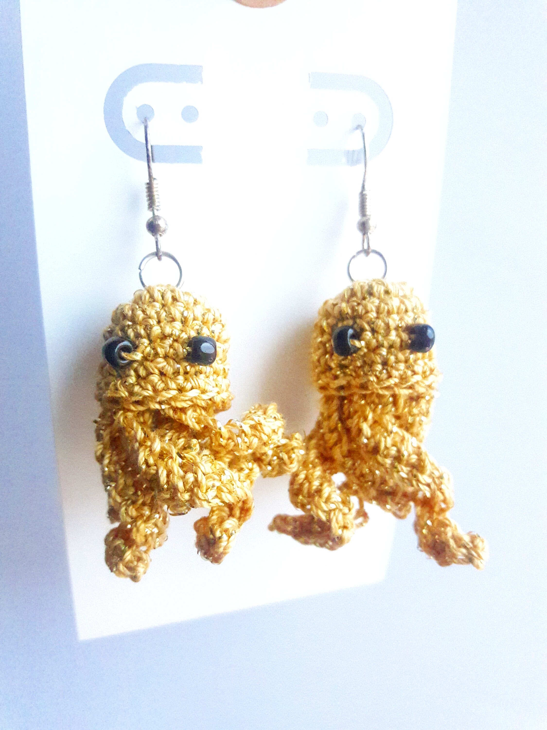 Jellyfish Earrings Crochet Earrings in Gold Thread Other Colors