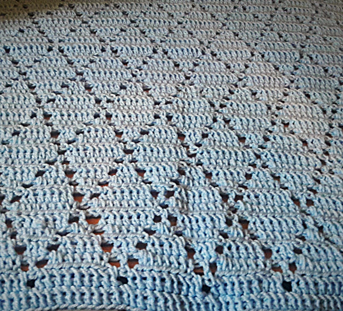 Light Blue Baby Blanket with diamonds Keepsake quality for Etsy