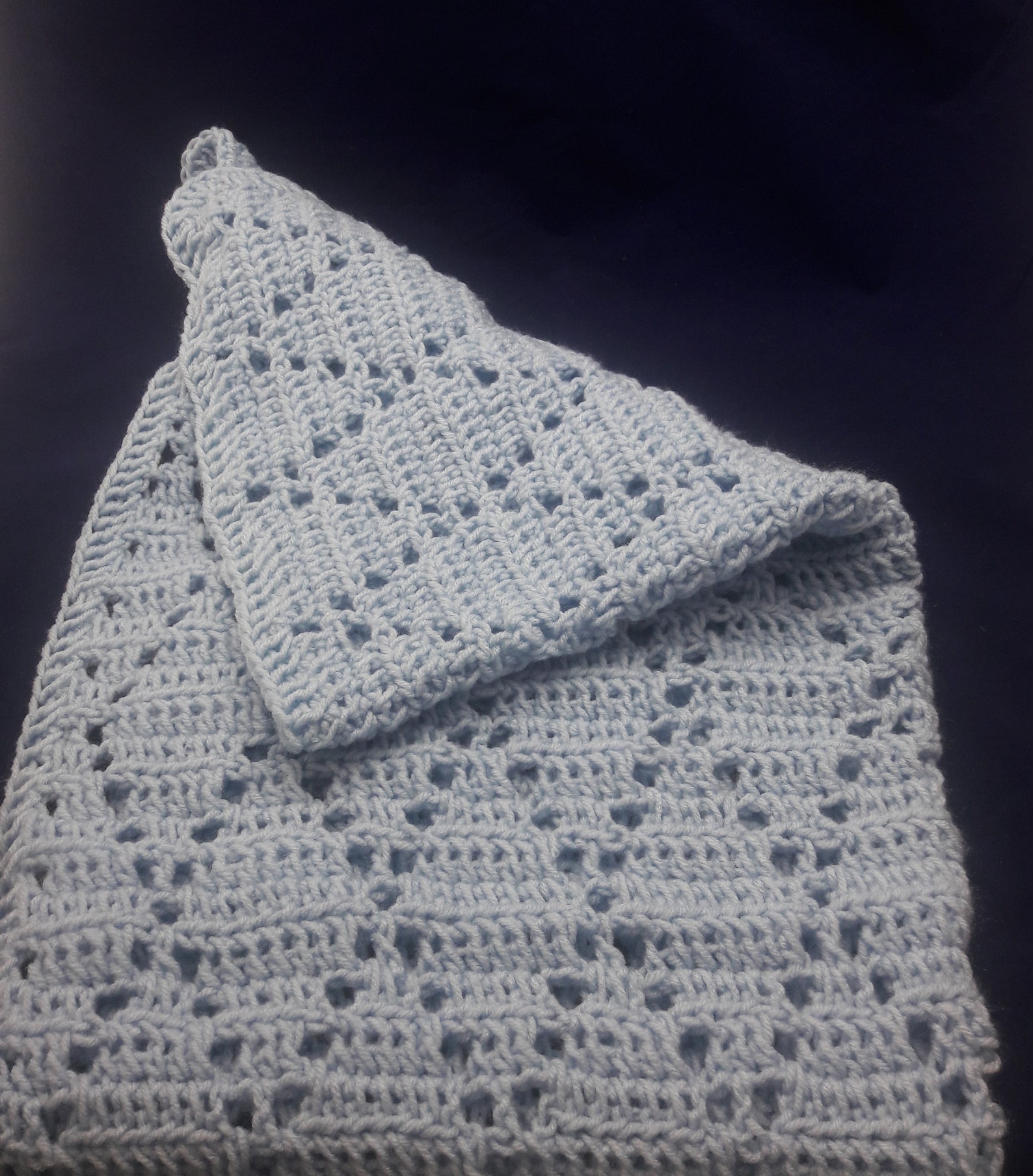 Light Blue Baby Blanket with diamonds Keepsake quality for Etsy