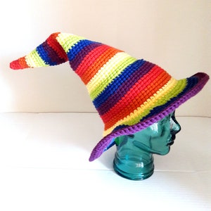 Rainbow Wizard hat, made to order, Mage hat, elf hat, great for parades and festivals. Mage Cosplay, modern witch hat ren faire costume