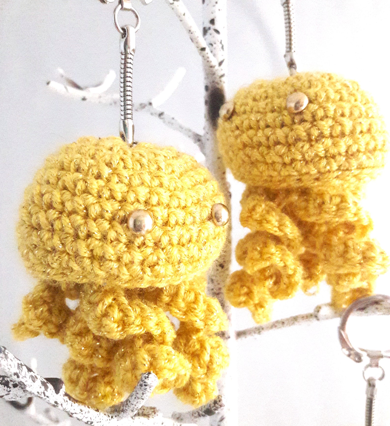Gold Jellyfish Keychain, Jellyfish Plushie, Cute Mini Jellyfish Charm