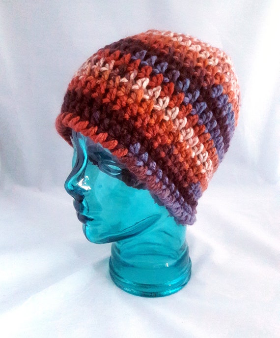 Messy Bun Hat in Fall Colors / Top Knot 