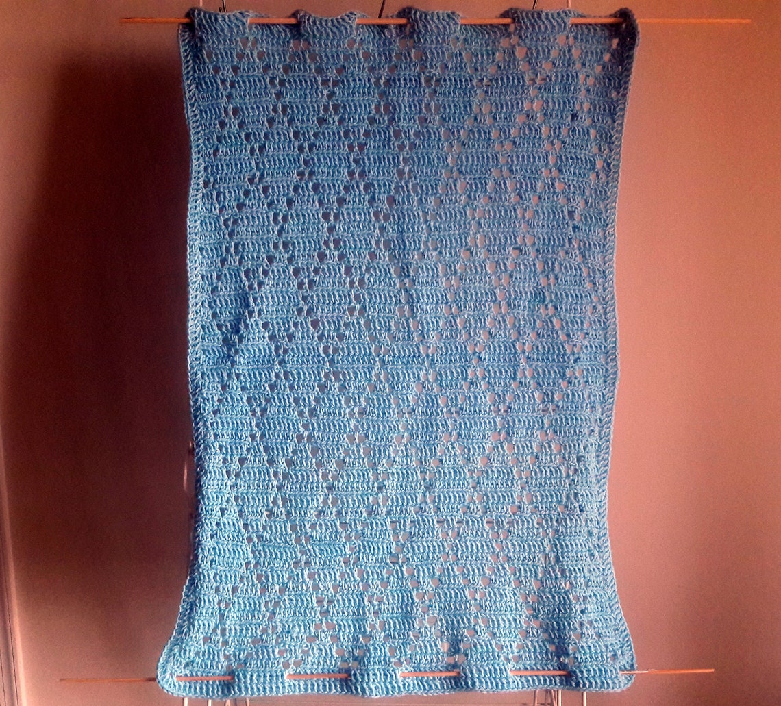 Light Blue Baby Blanket with diamonds Keepsake quality for Etsy