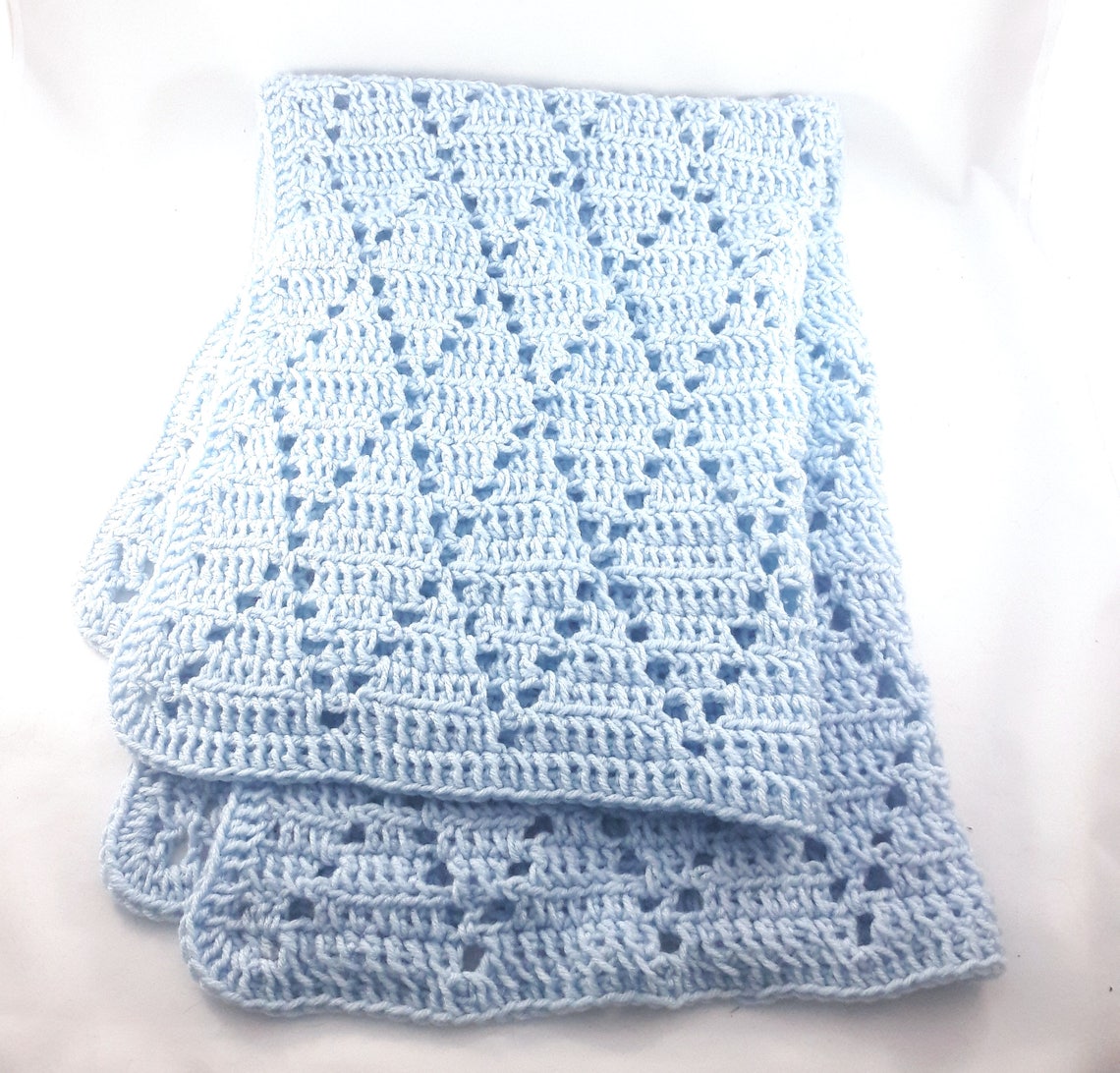 Light Blue Baby Blanket with diamonds Keepsake quality for Etsy