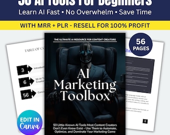 AI Tools for Content Creation – 50 Marketing Tools PDF, Beginner Friendly, Resell Rights Included