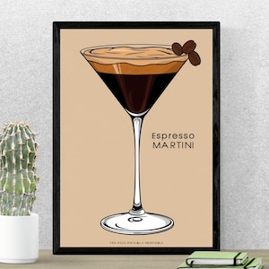 Espresso Martini Print Druckbare Cheers Print | Cocktail Poster Dekor Barwagen Zubehör | Espresso Martini Art Signature Drink Schild