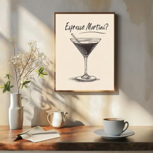 Espresso Martini Print Druckbare Cheers Print | Cocktail Poster Dekor Barwagen Zubehör | Espresso Martini Art Signature Drink Schild