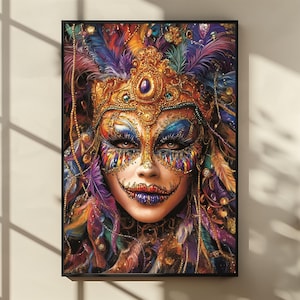 Mardi Gras Mask Art Print: New Orleans Carnival Poster (Digital Download)