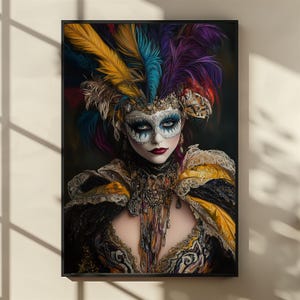 Mardi Gras Mask Art Print: Caribbean Carnival Celebration (Digital Download)