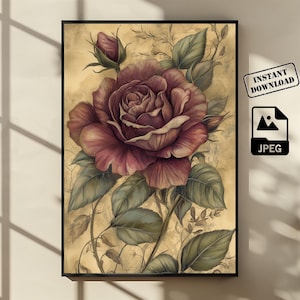 Vintage Chinoiserie Poster  Wall Art | Floral  Printable | Trendy Japanese-Inspired Digital Download | Elegant Nature Poster for Home Decor