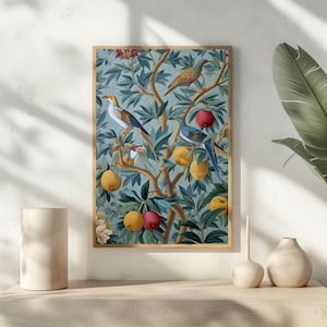 Chinoiserie Poster | Birds & Floral Printable | Trendy Japanese-Inspired Digital Download | Elegant Nature  Wall Art
