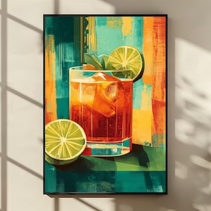 Cocktail Poster & Bar Cart Decor - Tequila Label, Margarita, Aperol Spritz, and Signature Drink Sign Design