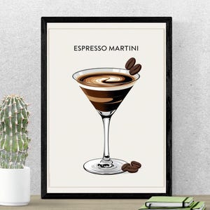 Espresso Martini Print - Druckbare Cheers Print | Cocktail Poster Dekor Barwagen Zubehör | Espresso Martini Art Signature Drink Schild