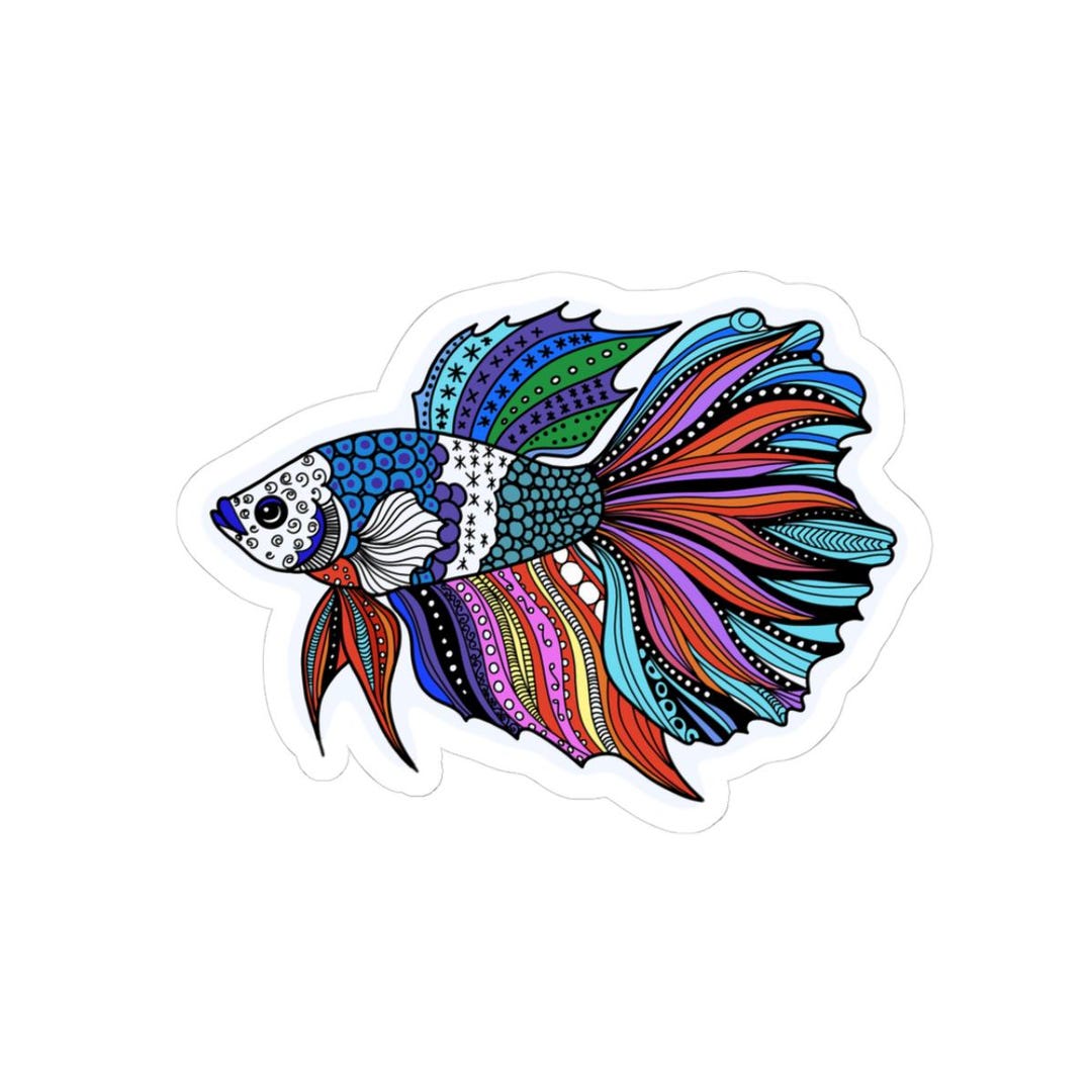 Colorful Betta Fish Sticker: Vinyl Decal for Laptops, Journals, Water ...