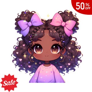 chibi girl, kawaii girl, whimsical portraits, cartoon girl clipart, kawaii art print, Gift for Teen Girls, girl anime stickers, PNG
