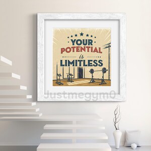 Your potential is limitless - Wall decor- fitness wall art- Workout motivation- motivational gym poster- prints