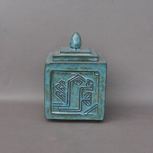 Blue Stoneware Lidded Jar/Urn with 15th Century Anatolian Rug Design image 2