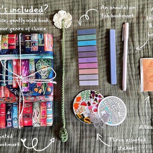 Blind Date with a Used Book Box, Surprise Book Gift Box, Book Lover Gift with Annotation Supplies and Stickers, Present for a Reader