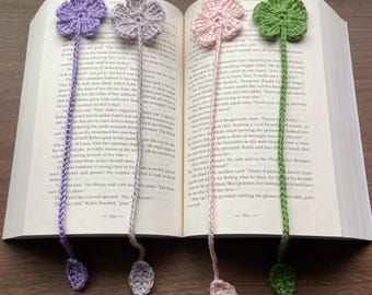 Monochromatic Flower Bookmark, Handmade Crochet Bookish Accessory, Gift for Book Lover, Present for a Reader, Bookmarkers
