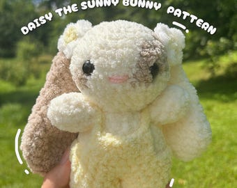 Daisy the Sunny Bunny in Overalls crochet pattern I Rabbit PDF pattern