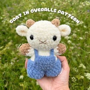 Goat in overalls crochet pattern I Cute goat crochet plush pattern