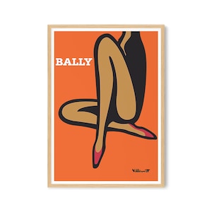 Bally Orange 1967 Print - Bernard Villemot Print - Bally Wall Art, Bally Poster - Fashion Poster - Gifts For Her - Vintage Wall Art