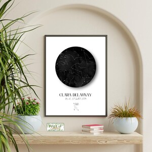 Affiche Carte du Ciel Personnalisée – Constellations du Jour de Naissance - Cadeau Naissance