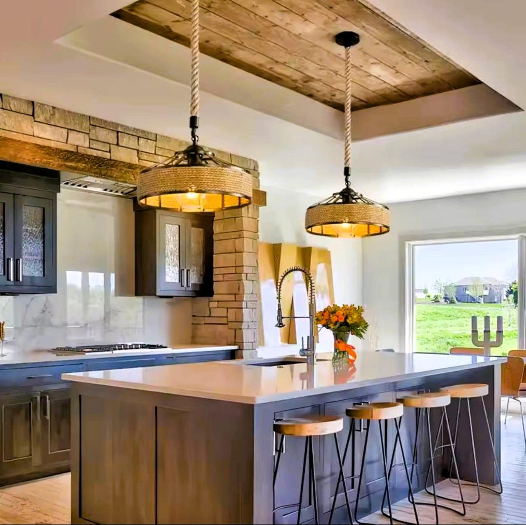 Rustic Rope Lighting Rustic Rope Hanging Light – Retro Industrial Style Pendant Lamp With ...