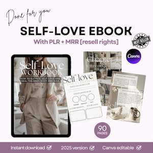 PLR MRR Self Love Ebook + Workbook Planner | Editable Canva Template | DFY Resell Rights Passive Income