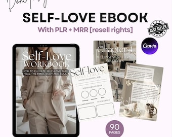 PLR MRR Self Love Ebook + Workbook Planner | Editable Canva Template | DFY Resell Rights Passive Income