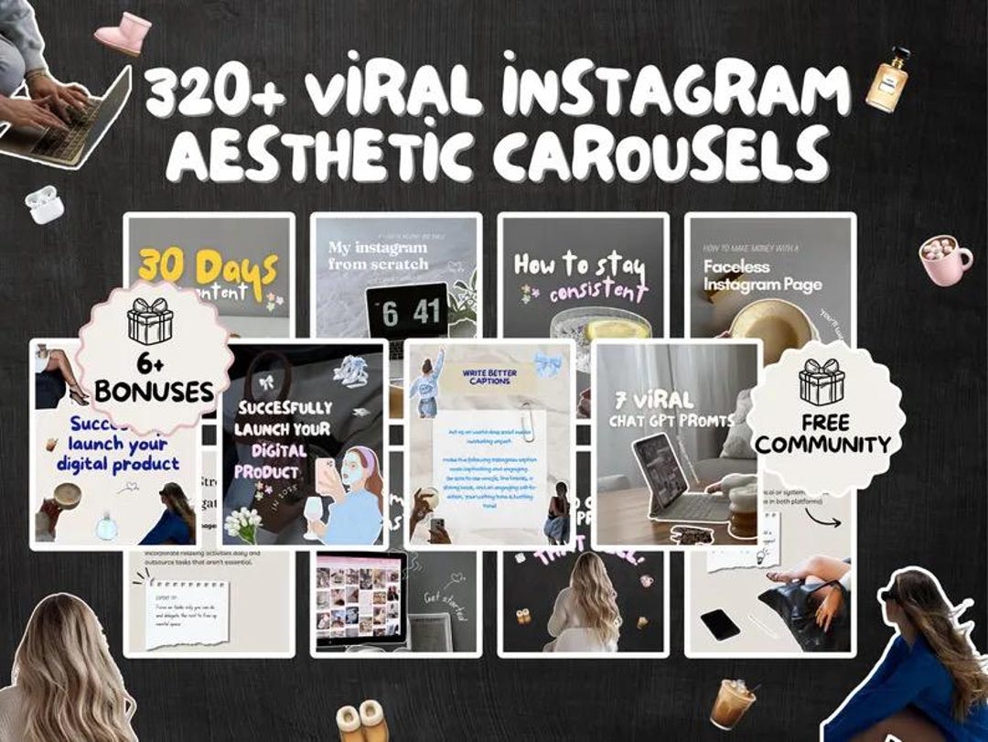 320+ Viral Aesthetic Carousel Templates for Instagram & Tiktok | DFY Social Media Carousel Canva ...