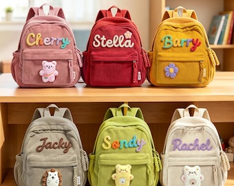 Mochila infantil personalizada con nombre, regalo para niños bordado a mano, mochila escolar preescolar personalizada para niña o niño, regalo de cumpleaños o Navidad.
