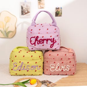 Personalized Kids Lunchbox Bag: Handmade Yarn Name, Back to School Gift