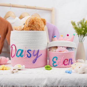 Custom Baby Name Basket Gift, Personalized Baby Shower Gift Basket, Laundry basket, Newborn Gift, Toy Basket, Nursery Gift for Her