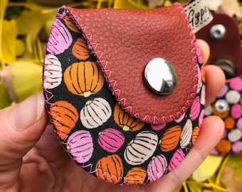 Cute Coin Purse Pumpkin Fun / Change Purse Mini Bag Rosary Bag Vegan Friendly Bag Mini Purse