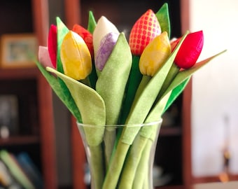 Sew a Happy Bouquet of Tulips Tutorial / PDF for Sewing Fabric Tulips / Patterns and Instructions Included / Instant Download / Spring Decor