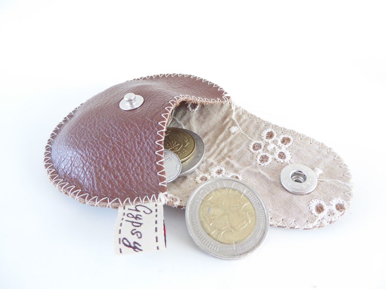 Vintage Coin Purse The Mini Gypsy Change Purse Leather Coin Purse Vintage Eyelet and Brown Leather