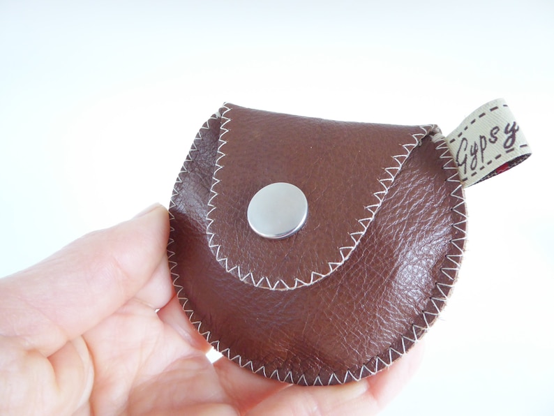 Vintage Coin Purse The Mini Gypsy Change Purse Leather Coin Purse Vintage Eyelet and Brown Leather