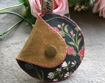 Coin Purse Leather and Designer Fabric / The Mini Gypsy Change Purse / Leather Change Purse / Mini Bag / Coin Pouch