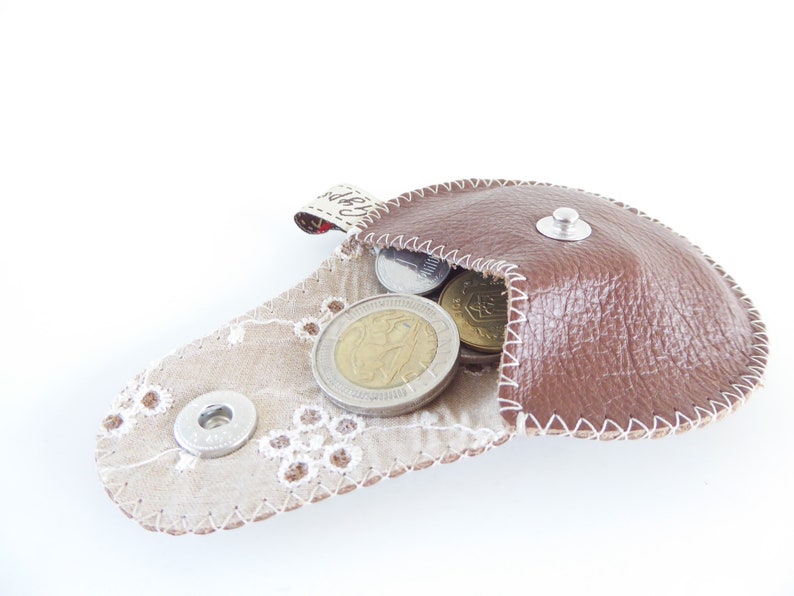 Vintage Coin Purse The Mini Gypsy Change Purse Leather Coin Purse Vintage Eyelet and Brown Leather