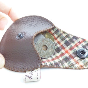 "Leder Geldbörse / Mini Leder Geldbörse / Herren Geldbeutel aus braunem Leder und Wolle / ""Mini Gypsy Geldbörse"""