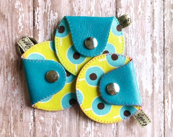 Turquoise Leather Coin Purse / The Mini Gypsy Change Purse /  Leather Change Purse / Small Bag for EarBuds / Pill Case / Jewelry Case