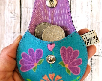 Leather Coin Purse / The Mini Gypsy Change Purse / Leather Change Purse / Mini Bag / Coin Pouch Purple Leather