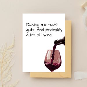 Cartes drôles de fête des mères, carte d'anniversaire humoristique, carte d'amateur de vin, carte de célébration, humour parental courageux, cadeau de fête des mères, fête des mères