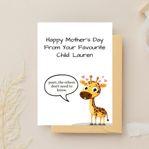 Cartão personalizado de Feliz Dia das Mães do seu filho favorito, Filho favorito, Dia das Mães fofo, Mensagem personalizável, Mãe, Dia das Mães