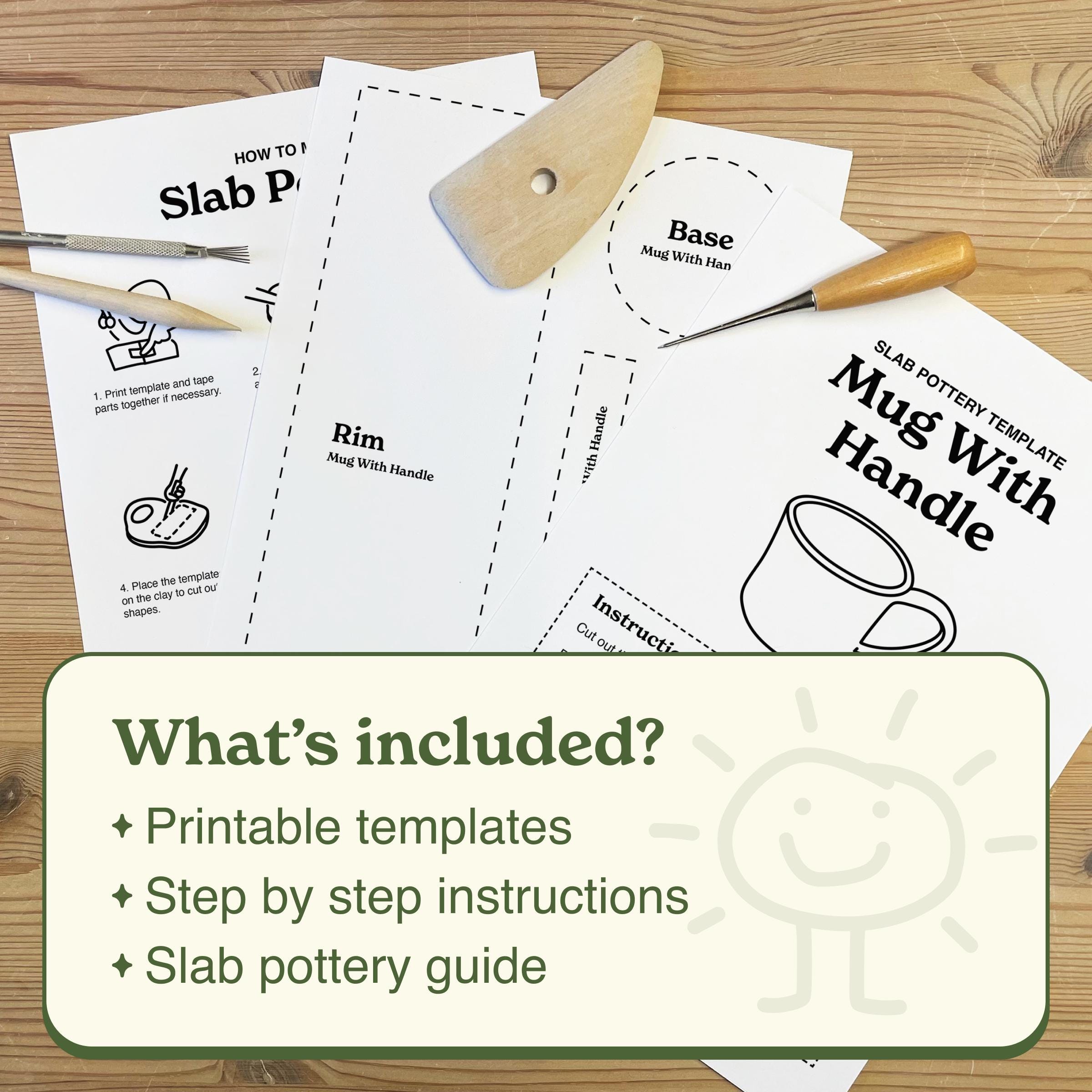 Printable Pottery Mug Template Slab Pottery Mug Pottery Template DIY