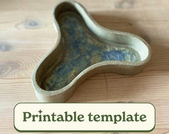 Organic Tray Pottery Template for Slab Building, Printable Clay Dish Form PDF, Ceramic Trinket Tray Pattern, Handmade Storage Plate Idea
