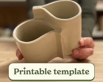 Ceramic Organizer Pottery Template, Printable Slab Clay Caddy, DIY Desk Organizer PDF, Two Compartment Pottery Design, Handbuilding Template