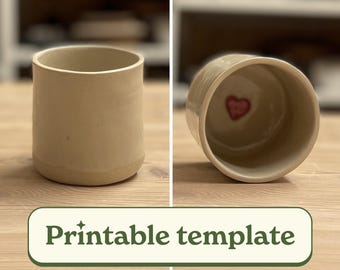 Cylinder Heart Mug Pottery Template, Handbuilt Ceramic Cup Pattern, Printable Slab Pottery Guide, Clay Mug Template, Slab Built Mug Template