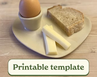 Egg Cup Plate Pottery Template, Handbuilt Ceramic Dish Guide, Slab Pottery Pattern, Printable Clay Template, DIY Pottery Breakfast Set